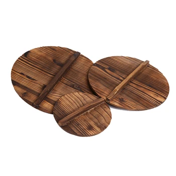 

28/30/32 cm Kitchen Wooden Lid With Handle For Round Frying Pan & Soup Pot Cookware Anti Scalding Cover Cooking Accessories