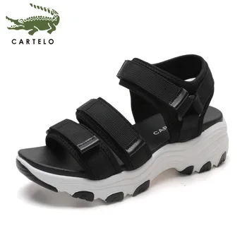 

CARTELO women's shoes Korean fashion simple thick bottom comfortable ladies word buckle cool open toe casual sandals women