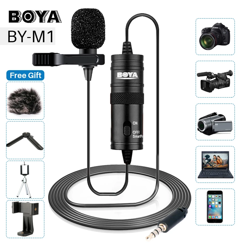 3.5mm Professional Microphone Clip Lapel Microphone Video Recording Audio Mic Microphone for Mobile Phone Camera Microphones