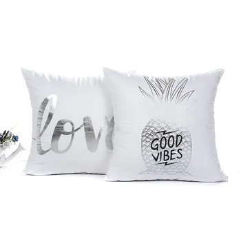 

Silver Foil Printing Pillow Case Sofa Waist Throw Cushion Cover Home Decor Car Cotton Cushion Cover Christmas Decorations Seat