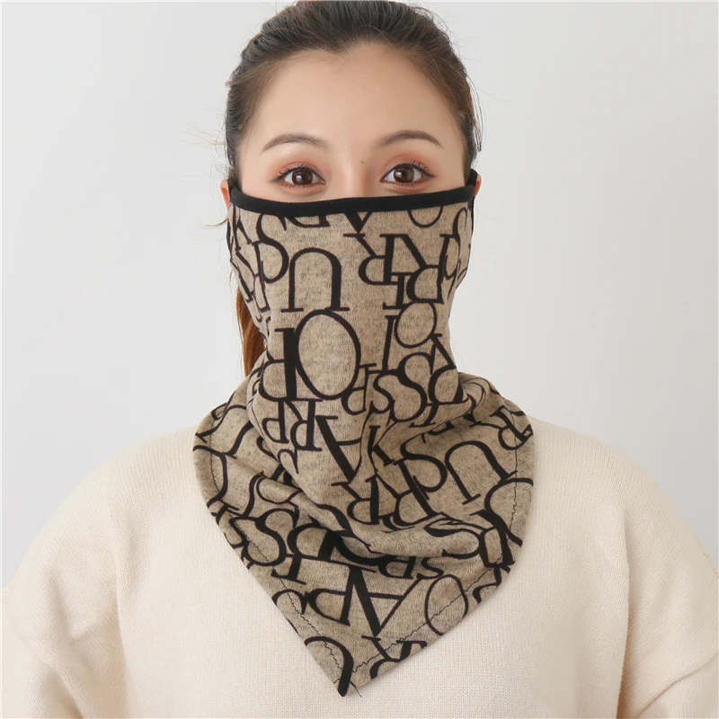 2021 Winter Face Mask Scarf Women Ring Neck Scarves Foulard Cotton Feeling Warm Fashion Print Men Outdoor Sport Unisex Bandana