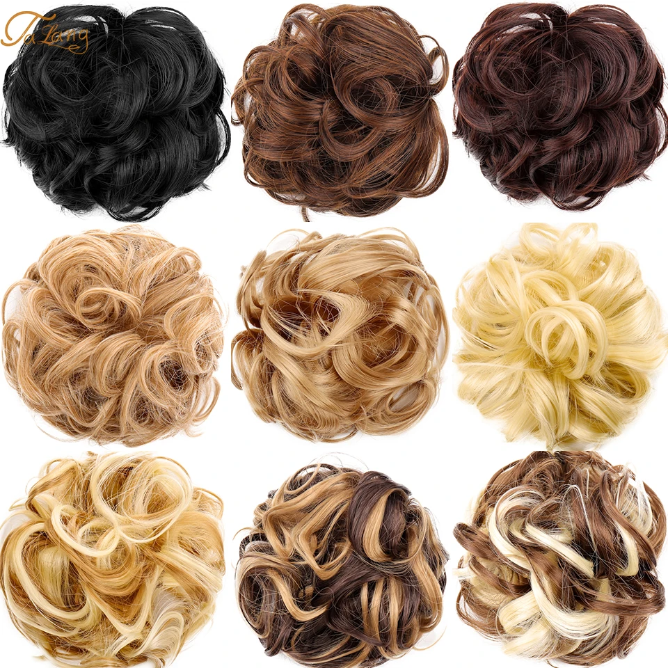 

TALANG Synthetic Curly Chignon Donut Hair Bun Pad Hair Extension Black Brown Updo Cover Claw Hairpiece Messy Buns For Women