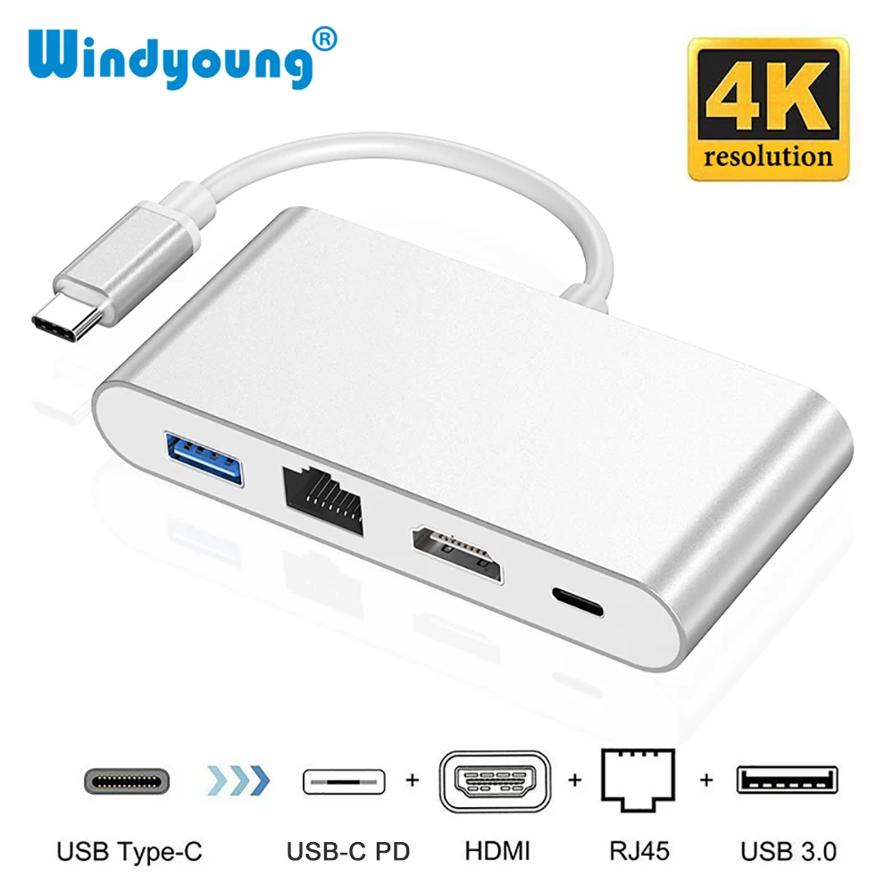 Тип C к HDMI 4 Gigabit Ethernet Lan RJ45 USB-C PD USB 3 0 Thunderbolt адаптер OTG хаб для MacBook Samsung S8/S9 Dex Huawei |