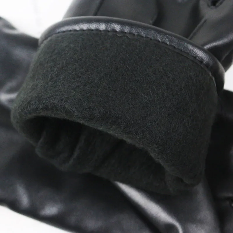 Зимние незаменимые теплые перчатки для женщин, полный палец с теплой двойной Леди Черная кожа плюс бархат утолщенные перчатки# BL5
