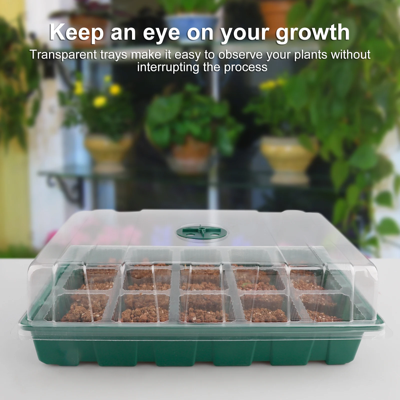 

15hole Plastic Nursery Pots Planting Seed Tray Kit Plant Germination Box With Dome And Base Garden Grow Box Gardening Supplies