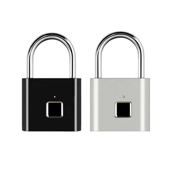 

1pc Black Silver Keyless USB Rechargeable Door Lock Fingerprint Smart Padlock Quick Unlock Zinc Alloy Metal Self Developing Chip