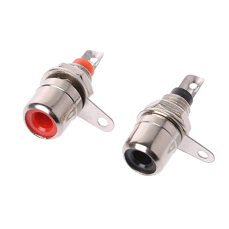 10 Pcs Nickel Plated RCA Phono Chassis Panel Mount Female Socket Adapter Red+Black