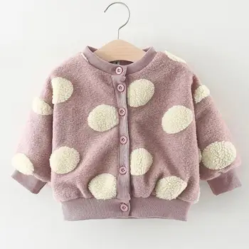 

3-24M Baby Dot Print Cardigan Coat Kid Girls Winter Cotton Thickened Outfit Coat