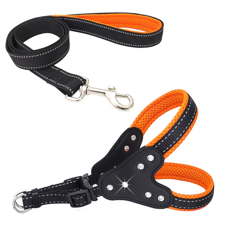 Breathable Mesh Dog Harness Leash With Adjustable Straps Pet Harness With Pet leash, reflective dog chest strap, vest