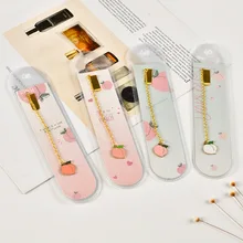 Милый сладкий персик Подвеска из металлической цепочки маркер Закладка страницы студенческие канцелярские принадлежности Школьные офисные принадлежности подарок