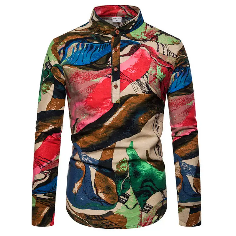 C202 Brand-Clothing Autumn Fashion Shirts Male Cotton Slim Turn-Down Dress Shirt Men Long Sleeve Patchwork Shirts 5XL - Цвет: C202