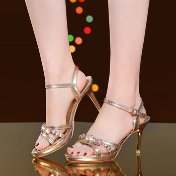 

Rimocy High Heels Crystal Sandals Women Summer 2020 Stiletto Heels Ankle Strap Gold Gladiator Shoes Woman Party Pumps Sandalias