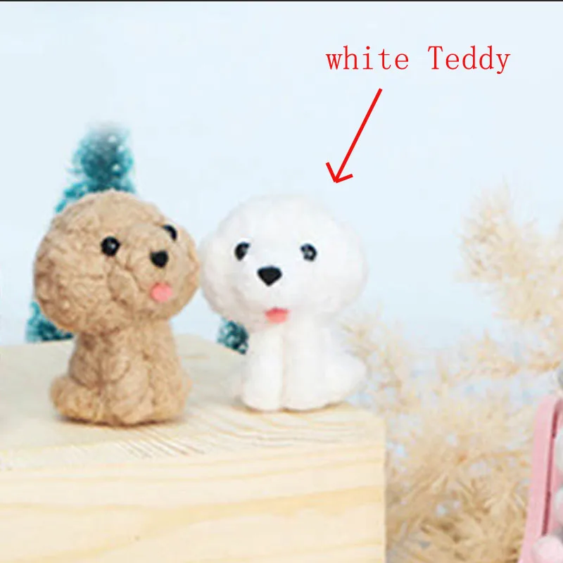 white teddy Набор для творчества, материал, не обработанный, набор, шерсть, войлок, тык, включая инструменты, куклы, материал, посылка, 1 набор, забавная ручная работа - Цвет: white teddy