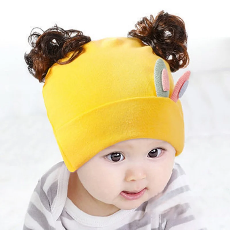 Милый мультяшный парик для маленьких девочек, дизайн с кошкой, зимняя теплая Кепка головной убор, шапочка, реквизит для фотосессии - Цвет: As the picture shows