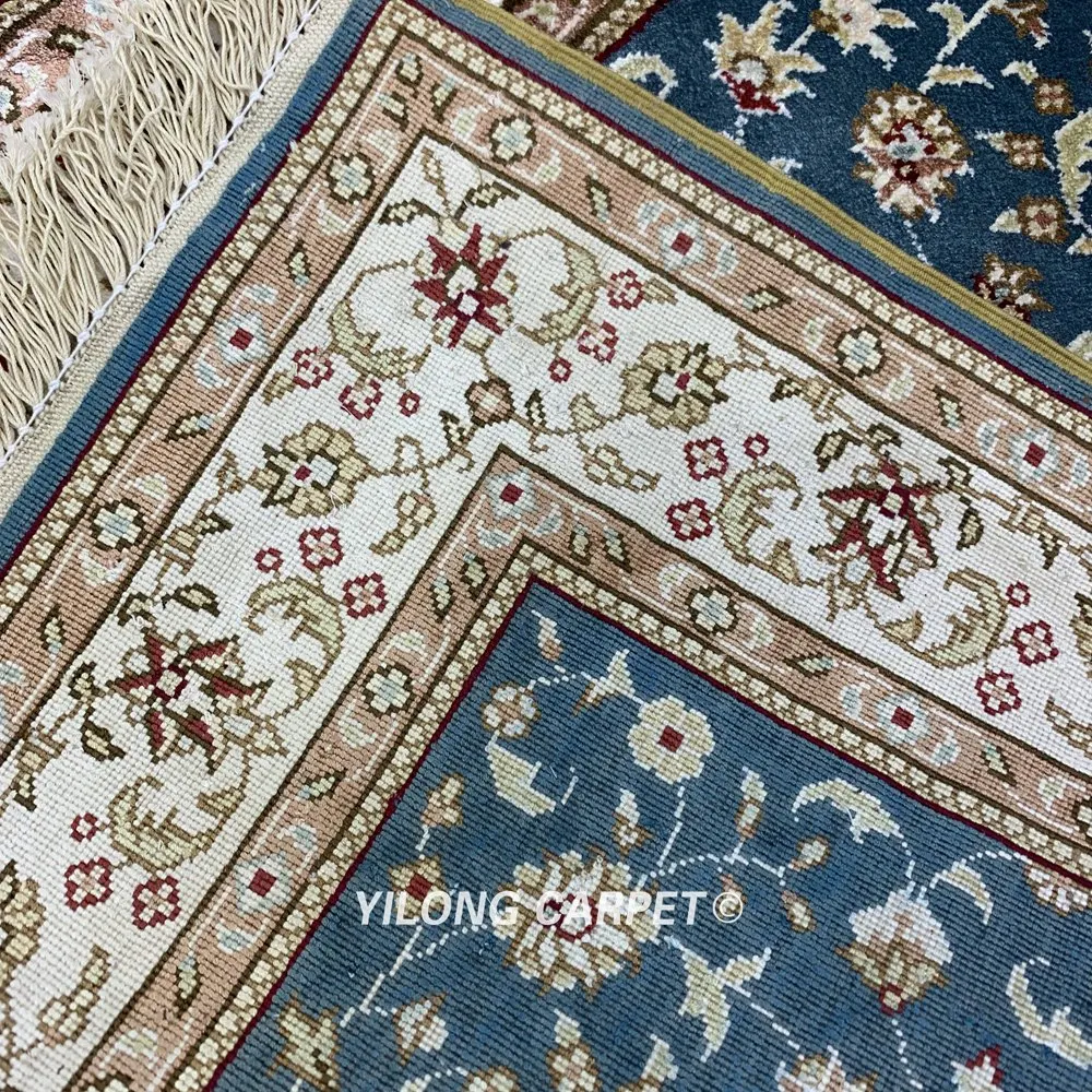 Yilong 2'x3' Hereke шелковый ковер синий ручной работы Изысканные турецкие шелковые коврики(HF094B