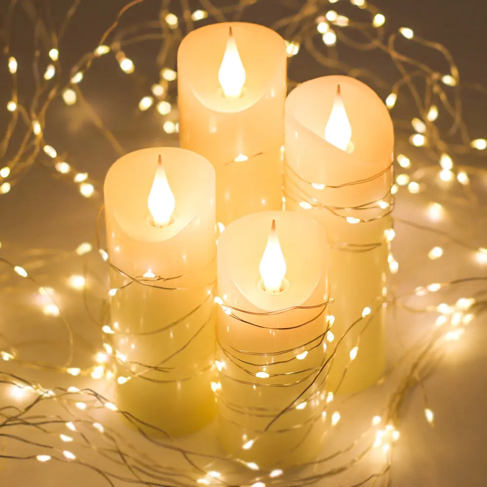 

4pcs Dancing Flame LED Candles Light bulb Jumping Flame with Real Wax Pillar,battery operated for wedding/Christmas decoration