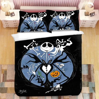 

3D Nightmare Before Christmas bedding sets duvet cover sets luxury quilt cover single double queen king white black bedclothes