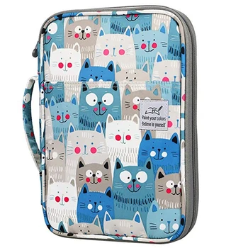 

96 Slots Colored Pencil Case Large Capacity Pencil Holder Pen Organizer Bag for Artist(Big-Faced Cat)