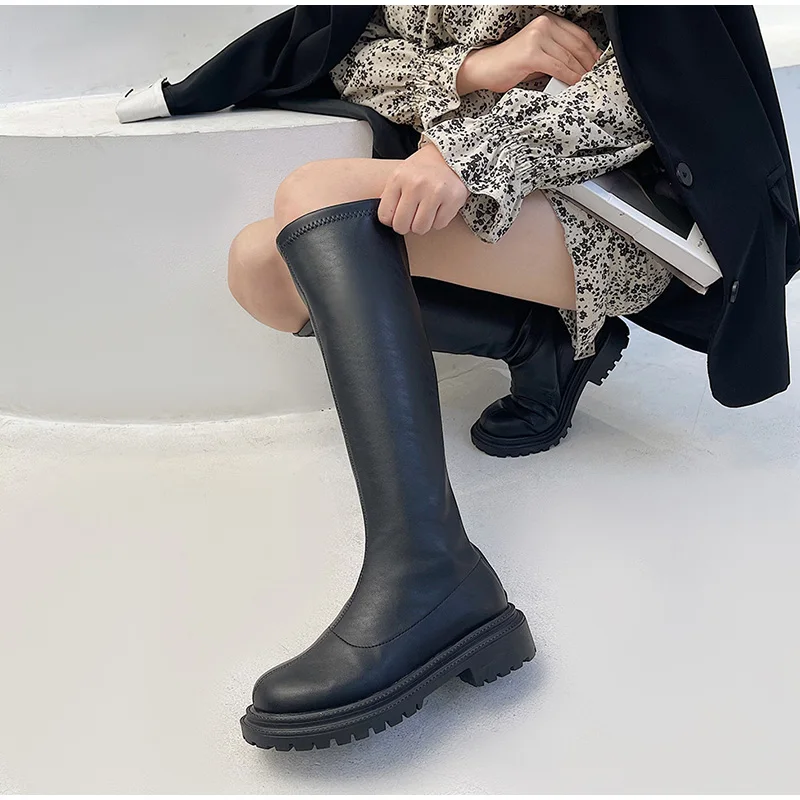 Women's Long Boots Soft PU Leather Winter Warm Fur Shoes Thick Soled Platform Fashion Ladies Knee High Boots 2021 Female Boot Boots for men