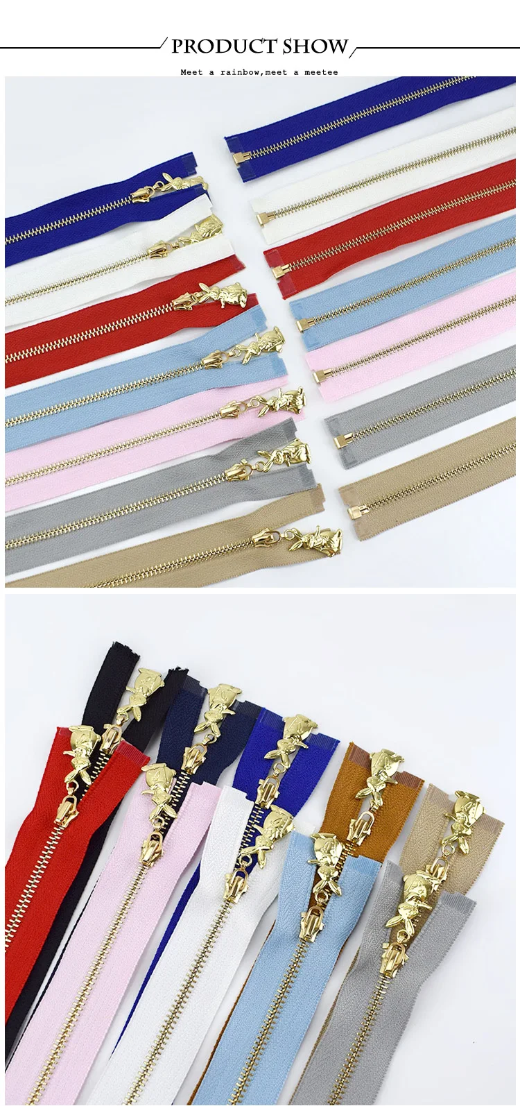 Meetee 2/5 шт. 40-70 см 3# с открытым концом металлическая молния Цвет Золотой зуб Авто замок с украшением в виде пряжки на молнии DIY сумки швейной Материал ZA051