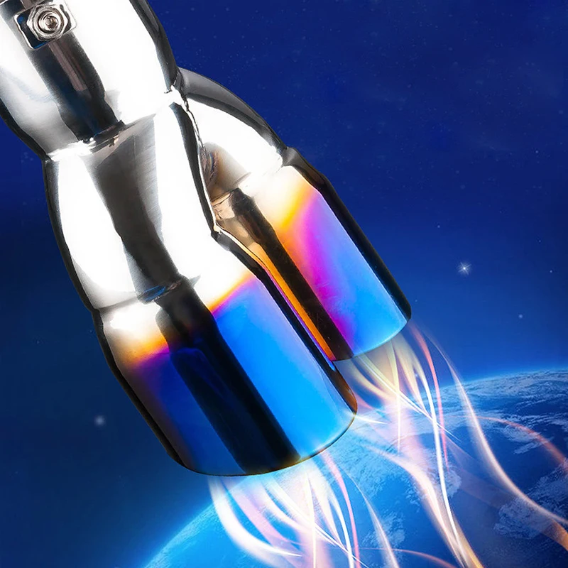 

Universal Chrome Stainless Steel Car Dual Exhaust Pipe Tail Tip Muffler New