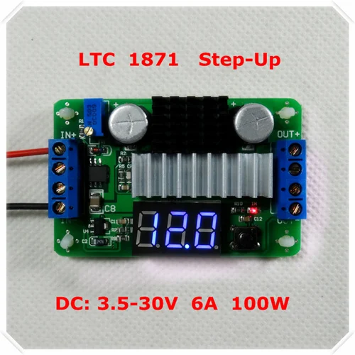 LTC1871 DC-DC повышающий преобразователь регулируемый Повышающий Модуль питания светодиодный измеритель напряжения/кнопочный переключатель - Цвет: blue