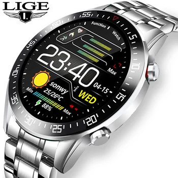 

LIGE Military sports watch mens watches Steel band Fitness watch Heart rate blood pressure Activity tracker Smart Watch For Men