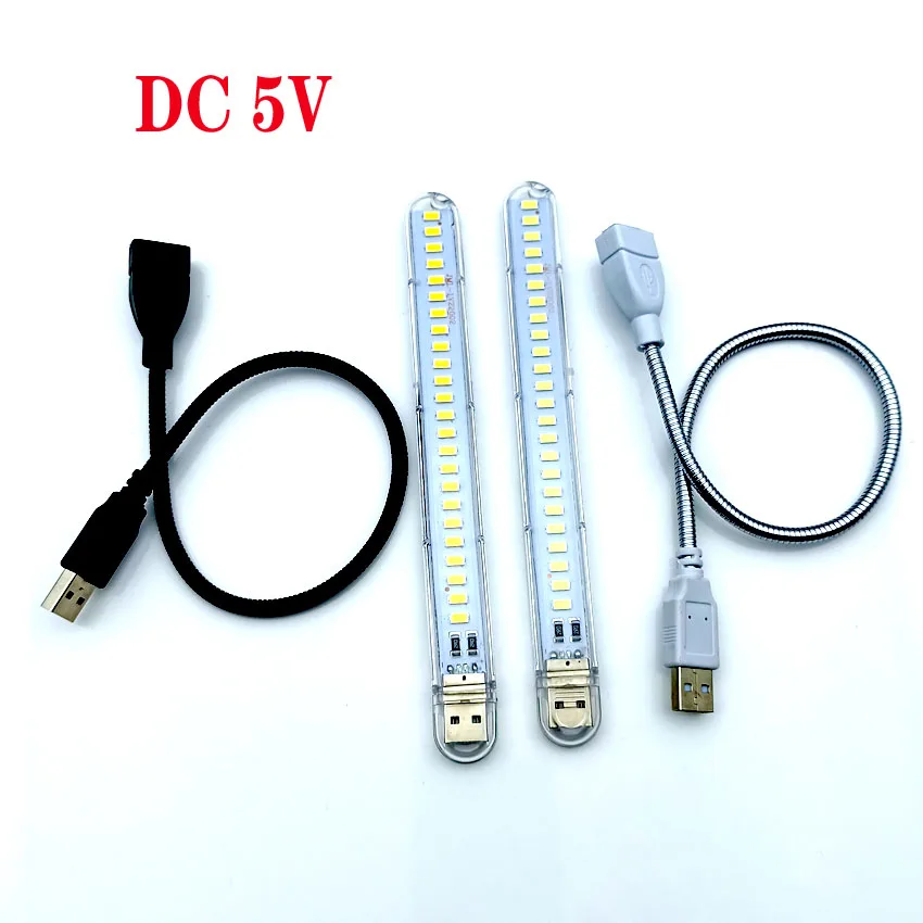 

DC 5V Mini LED Night Light Portable 10LEDs 24LEDs USB Reading Table Lamp Bendable Extension Pole US Plug Adapter Book Lights