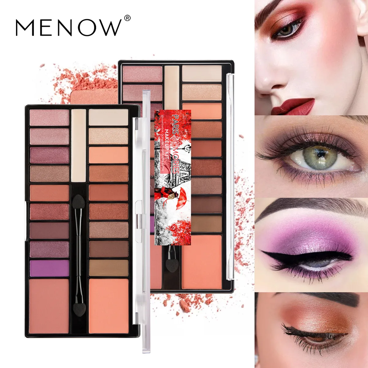 

European and American hot selling MENOW 18 color eyeshadow plus 2 colors blush / eye shadow base makeup 3in1 makeup palette K907