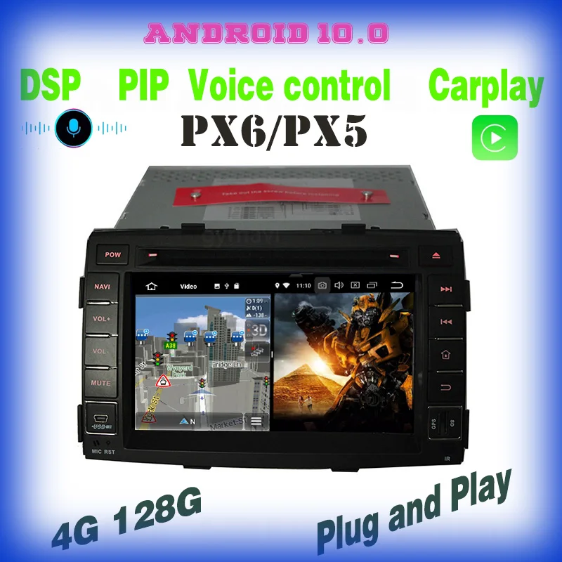 Автомобильный dvd-плеер PX6 Android 10 0 с голосовым управлением GPS для Kia Sorento RADIO 2009 2010 2011