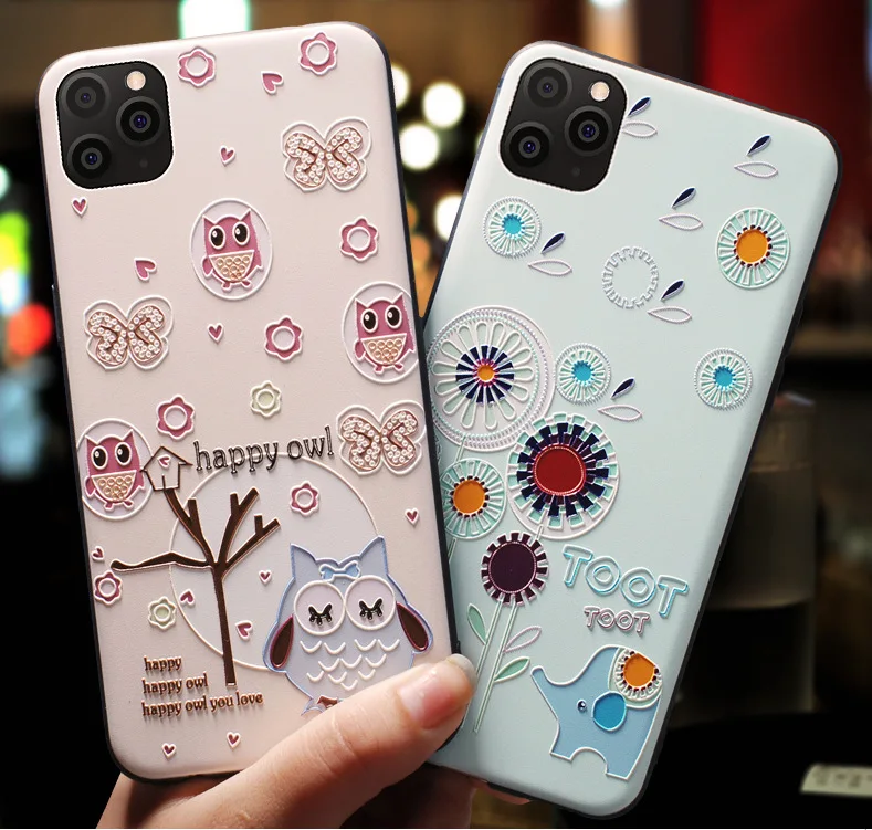 3D Relief Floral Phone Case For iPhone 12 mini 12Pro Max Case Silicon Cover For iPhone 12 Pro Max 2020 Case Shockproof Cover