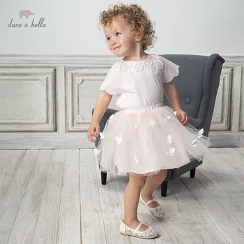 

DB13974-1 dave bella summer baby girls fashion floral appliques clothing sets kids cute short sleeve sets children 2 pcs suit