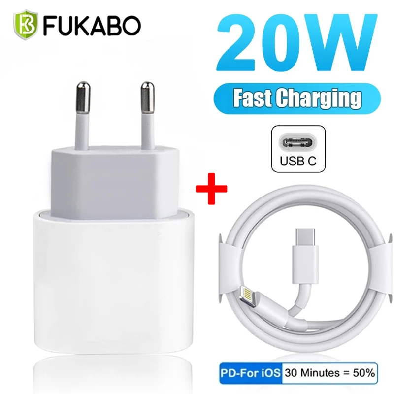 Original For Apple 20W Fast Charger iPhone 12 13 Mini 11 Pro Max XS XR SE PD Quick USB C To Type Charge Cable | Мобильные телефоны