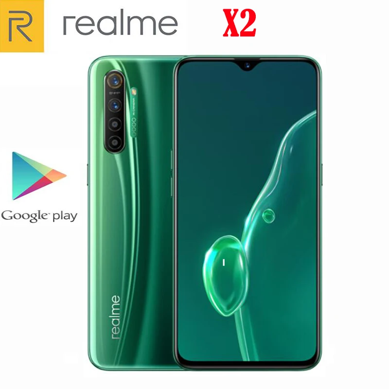 Neue Original Offizielle Realme X2 Handy 6.4 ''Abendessen AMOLED Android 9,0 Snapdragon 730G Octa Core 4 Hinten kameras 4000mAh NFC
