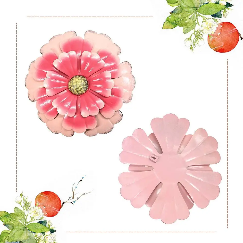 Металлический цветок настенный Декор розовый Подсолнух скульптура для сада