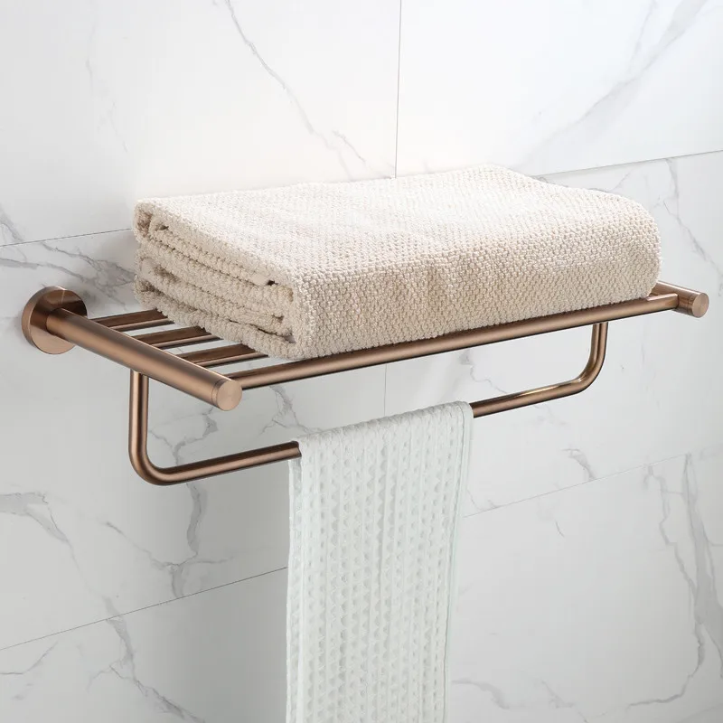 Bathroom Hardware Accessory Set Brass Tissue Roll Holder Towel Rack Toilet Brush Corner Shelf Robe Hooks Rose Gold Wall Mounted