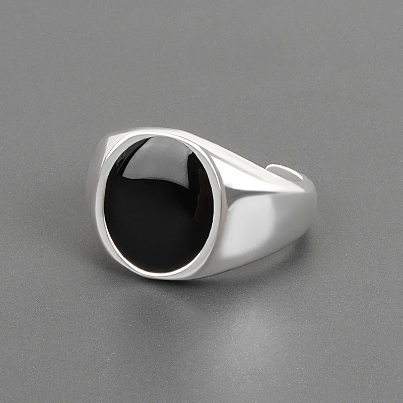 Silberner Siegelring Damen Stilvoller Runder Schmuck Geschenk_voghion.com