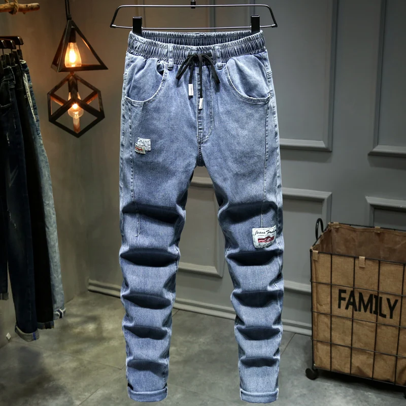 

Plus Size M-10XL 2021 Sexy Stretch Ripped Jeans Men Elastic Hole Jean Small Feet Pencil Pant Fashion Street Male Denim Trousers