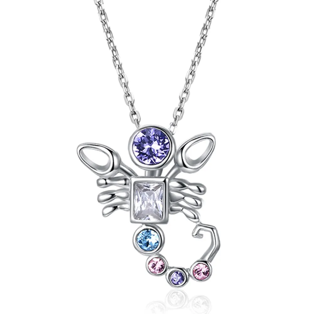

Cute Cartoon Crystal Dice Pendant S925 Sterling Silver Exquisite Girl Necklace 12 Constellation Necklace - Scorpio