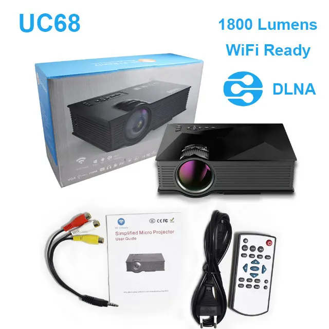 Salange UC68 светодиодный проектор WiFi, 2000 люмен видео проектор 800x480 проектор домашний кинотеатр Поддержка Miracast синхронизация экрана телефона - Цвет: UC68