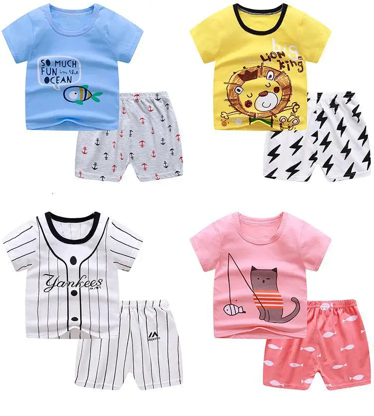 baby girl cotton clothing set Summer Baby Boys Clothes Girl Sets Tops Cotton Cartoon Animal Costumes Tracksuits Infant Clothing 2 Pieces Suits Pants stylish baby clothing set