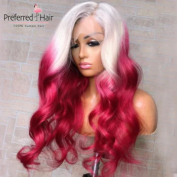 

Preferred Glueless Body Wave Brazilian Wig Colored Human Hair Wigs For Black Women Ombre 13X6 Lace Front Human Hair Wig