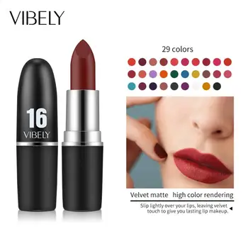 

Vibely Bullet Lipstick 29Color Matte Velvet Waterproof Pigment Lasting Non-stick Non-fading Lip Stick Makeup Beauty Lips TSLM2