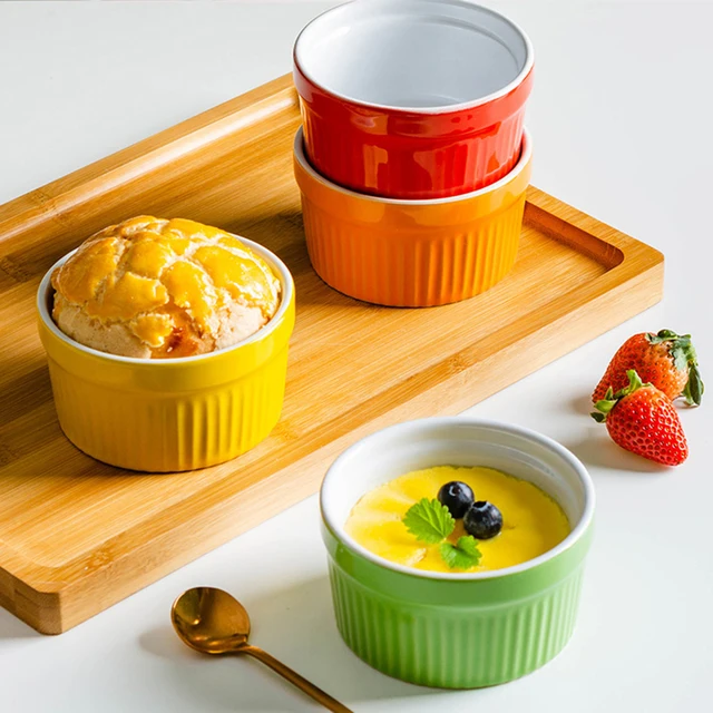 6ps Ceramic Creative Souffle Baking Cup Mini Baking Solid Color Mold Oven Special Baking Cup Pudding Tableware 2