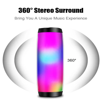 

10W Wireless Bluetooth Speaker with Colorful LED Light Outdoor Portable Column FM Radio TF with Mic Hands Free Stereo Subwoofer