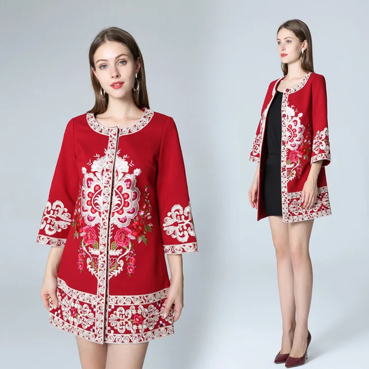 Autumn And Winter Thick Coat Machine Embroidery