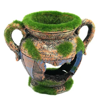

Aquarium Fish Tank Decoration Resin Vase With Moss Aquarium Decoration Accessories For Fish Shrimp Tank Landscape Ornaments