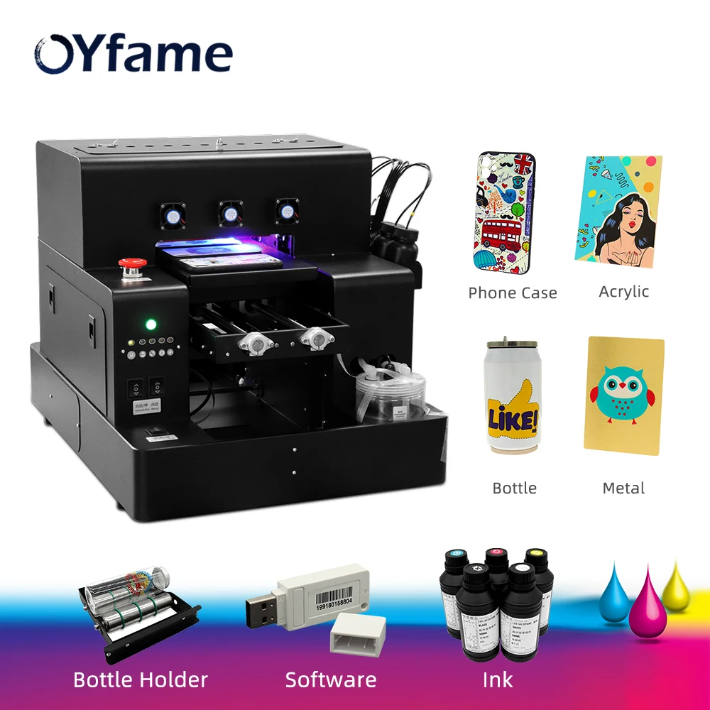 OYfame A4 УФ планшетный принтер для чехол телефона бутылка печатная машина