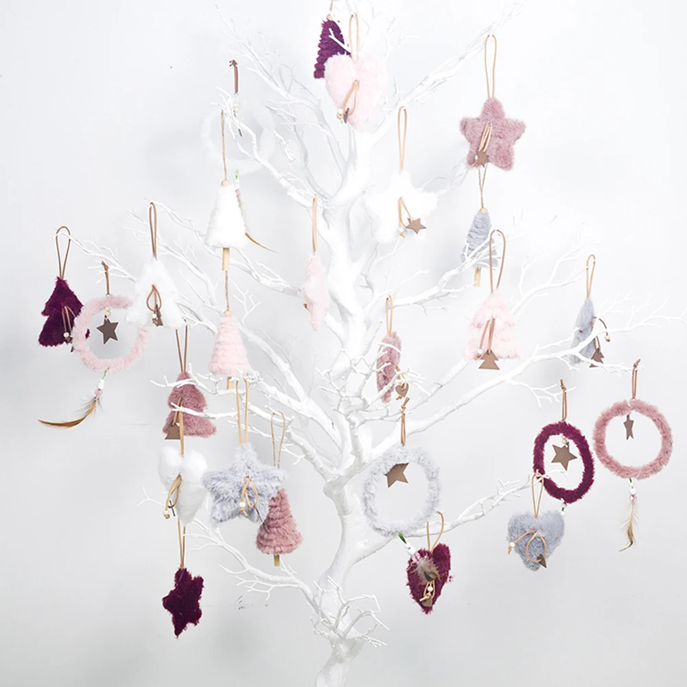Новое поступление 5 шт. плюшевая Рождественская елка сердце кольцо со звездами кулон Рождественский орнамент Декор окна