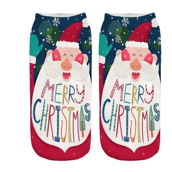 

Casual Work Business Socks 3D Christmas Santa Elk Printing Medium Sports Socks Рождественские носки Calcetines estampados Navida